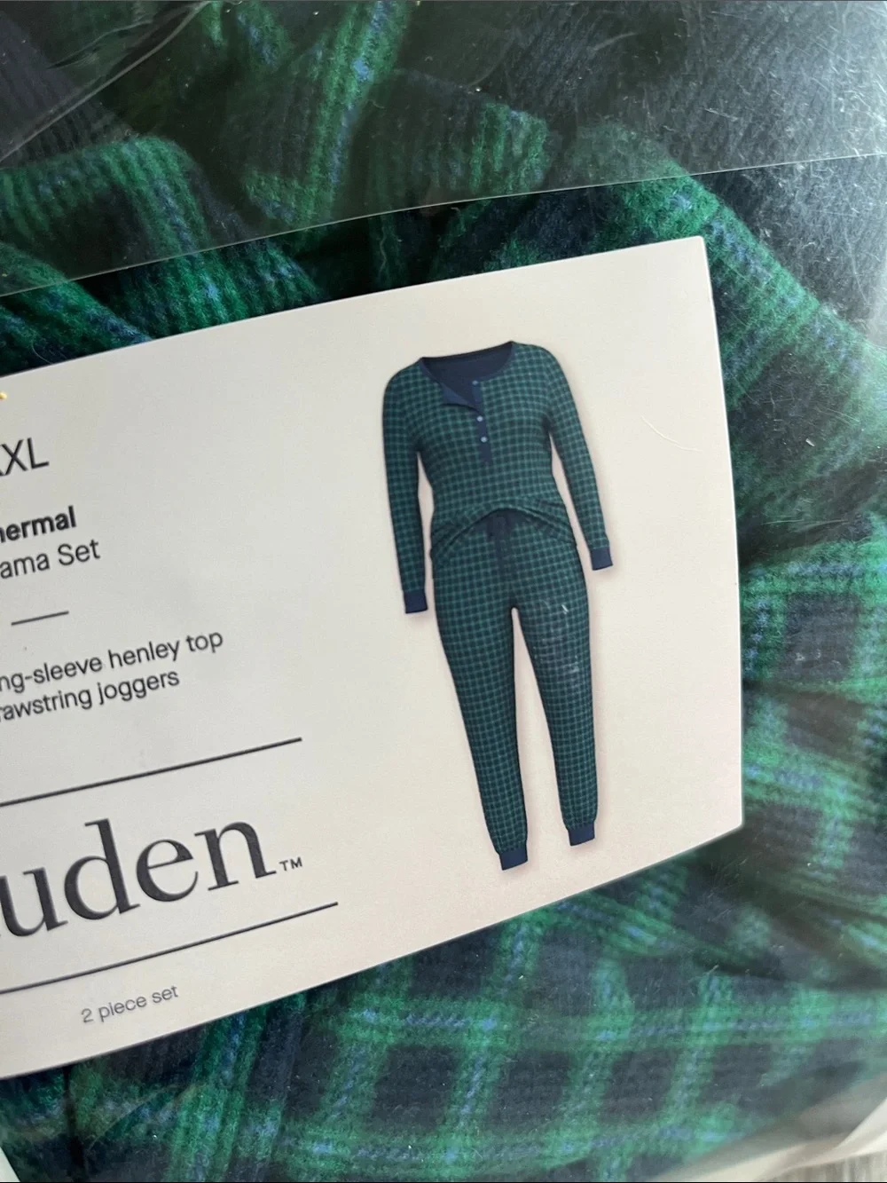 Auden Green and Navy Plaid Thermal Pajama Set